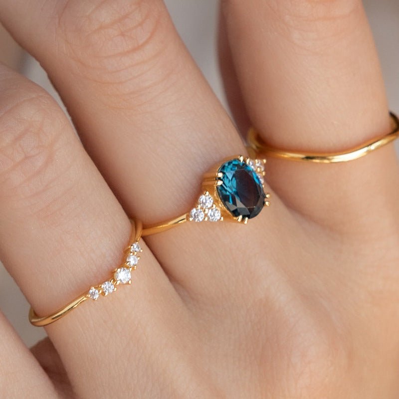 Bague pour Femme Mariage et Fiançailles en Cuivre Doré Style Aquamarine - IVOIRART.COM