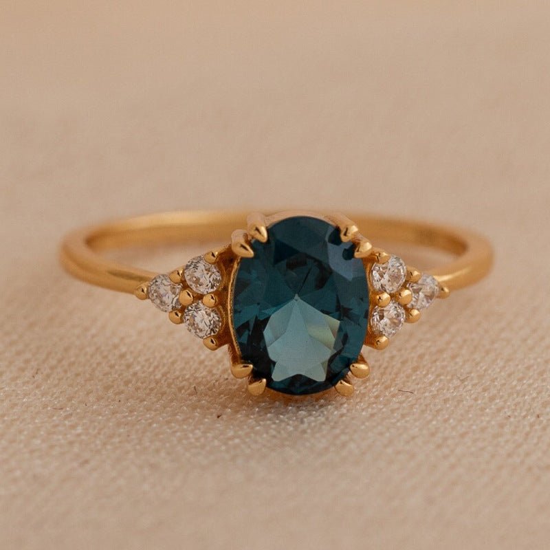 Bague pour Femme Mariage et Fiançailles en Cuivre Doré Style Aquamarine - IVOIRART.COM