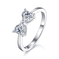 Bague Promesse Nœud Cœur Moissanite 1 Ct D VVS1 Argent S925 Plaqué Platine GRAUS - IVOIRART.COM
