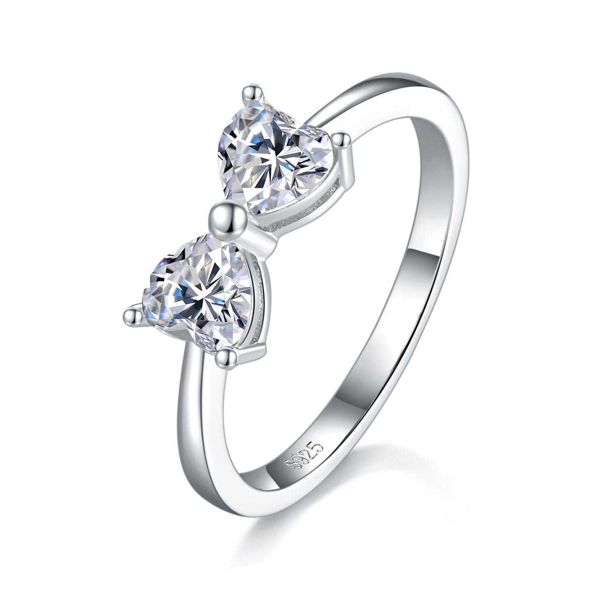 Bague Promesse Nœud Cœur Moissanite 1 Ct D VVS1 Argent S925 Plaqué Platine GRAUS - IVOIRART.COM