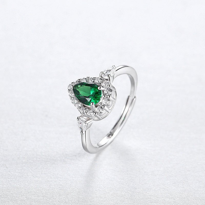 Bague réglable ouverte polyvalente light-luxury en argent 925 goutte d'eau chic - IVOIRART.COM