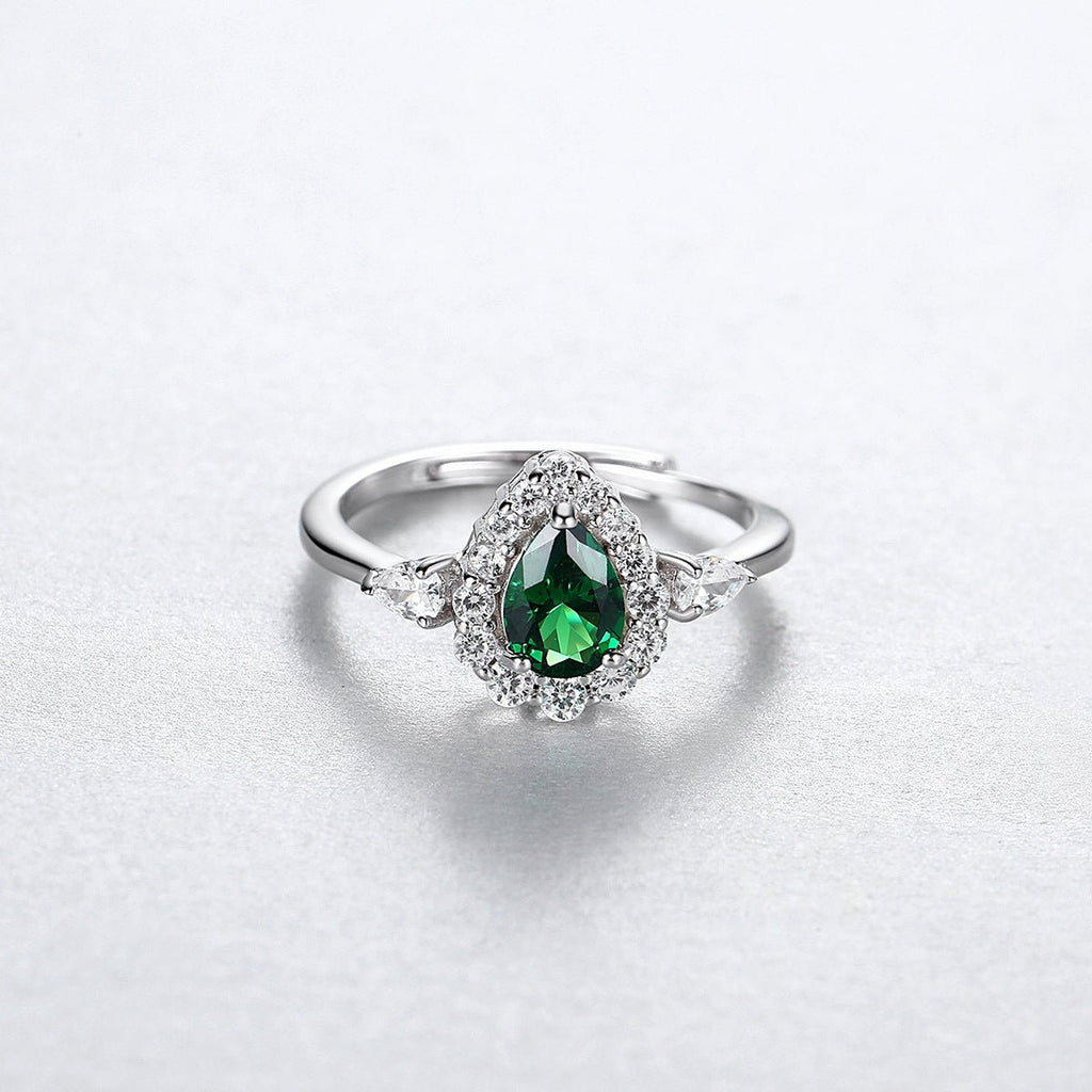Bague réglable ouverte polyvalente light-luxury en argent 925 goutte d'eau chic - IVOIRART.COM