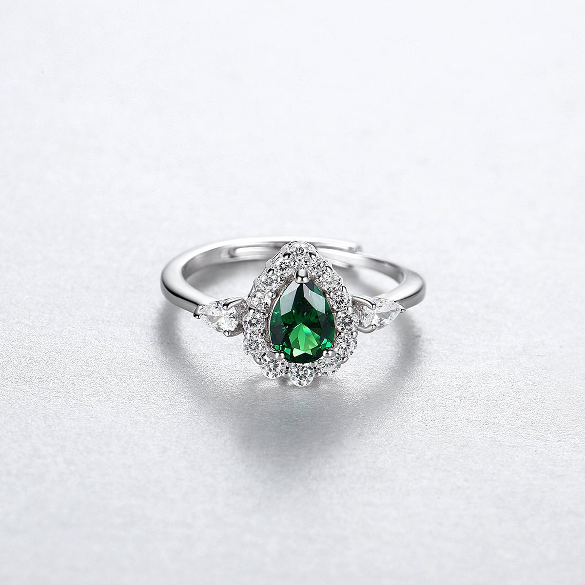 Bague réglable ouverte polyvalente light-luxury en argent 925 goutte d'eau chic - IVOIRART.COM
