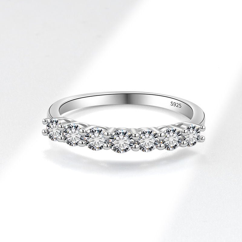 Bague ronde en argent sterling S925 avec diamant coloré éclatant - IVOIRART.COM