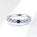 Bague ronde en argent sterling S925 avec diamant coloré éclatant - IVOIRART.COM