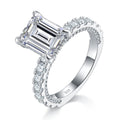 Bague S925 Argent Sterling 4ct Taille Émeraude Moissanite D-VVS1 Sertie Pavé Pt. - IVOIRART.COM