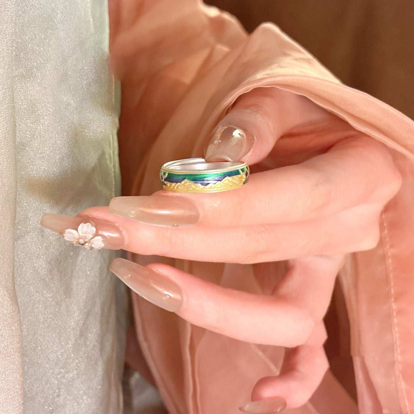 Bague statement paysage plaquée or sur argent sterling 999.9, style rétro luxe, parfaite anniversaire cadeau - IVOIRART.COM