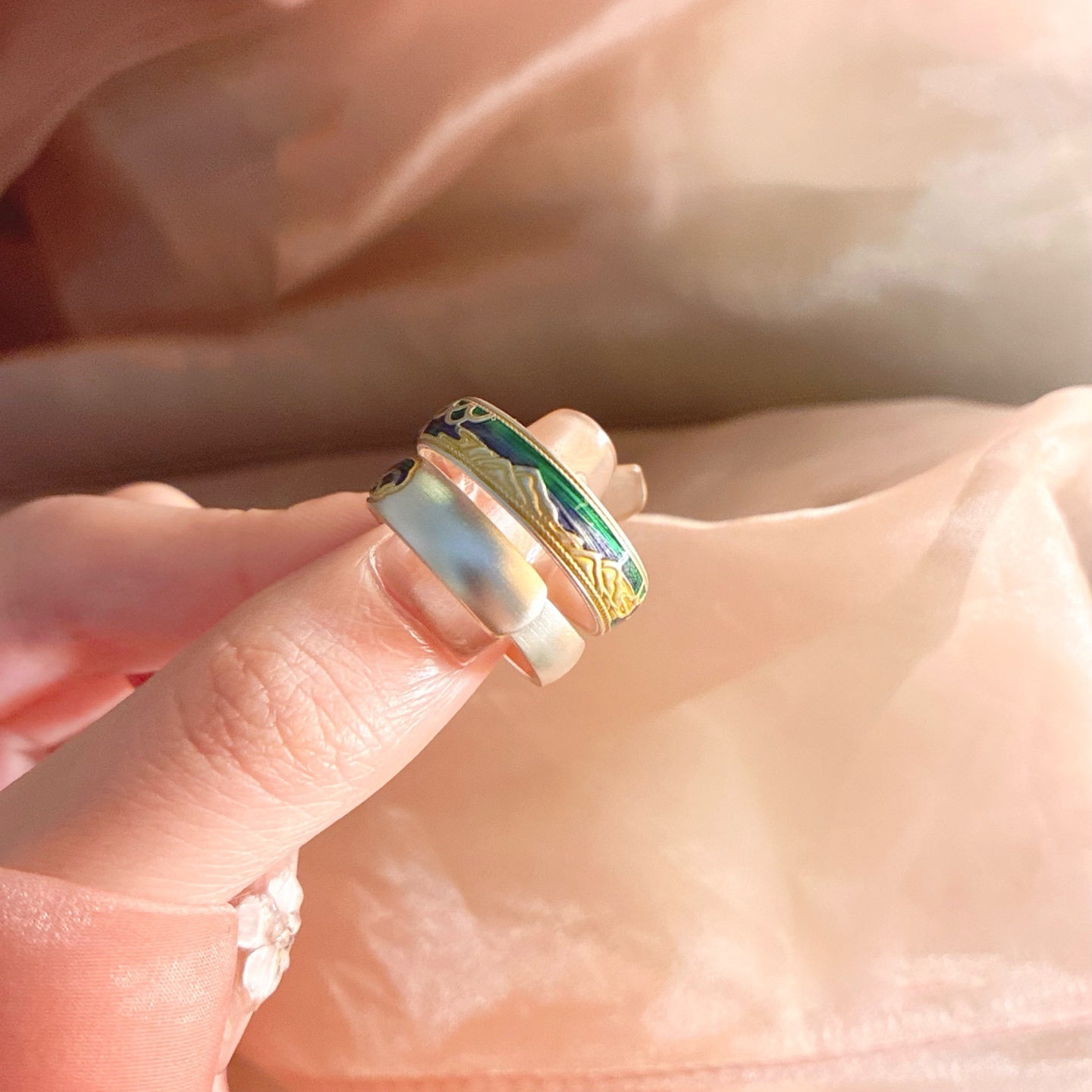 Bague statement paysage plaquée or sur argent sterling 999.9, style rétro luxe, parfaite anniversaire cadeau - IVOIRART.COM