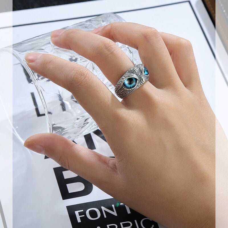 Bague Unique Hibou Mystique Rétro en Argent Sterling 925, Style Gothique Bohème - IVOIRART.COM