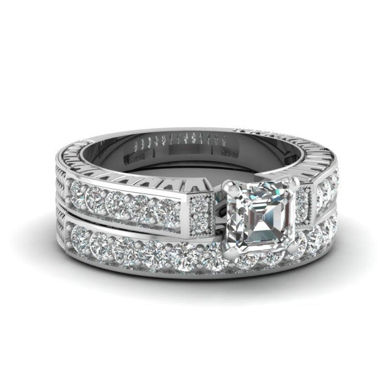 Bagues pour Couple en Zircon Carré Micro - incrusté pour Femmes Élégantes - IVOIRART.COM