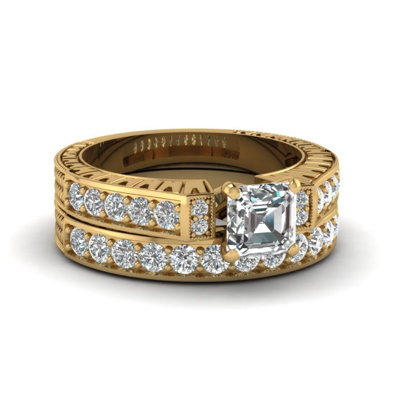 Bagues pour Couple en Zircon Carré Micro - incrusté pour Femmes Élégantes - IVOIRART.COM