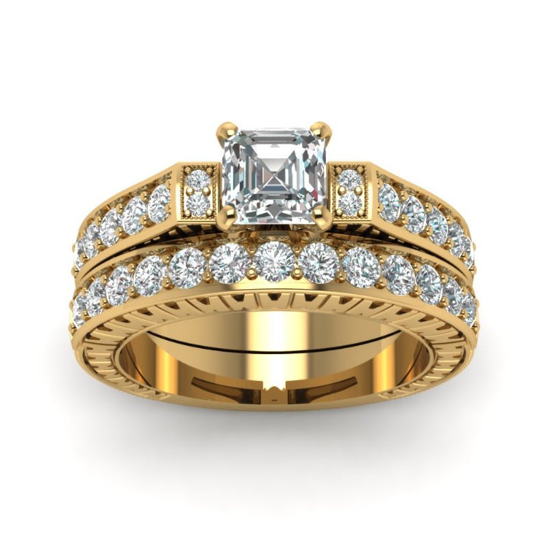 Bagues pour Couple en Zircon Carré Micro - incrusté pour Femmes Élégantes - IVOIRART.COM