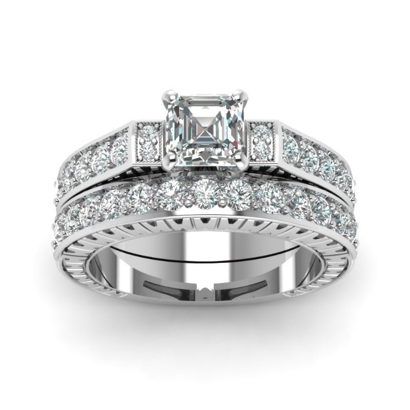 Bagues pour Couple en Zircon Carré Micro - incrusté pour Femmes Élégantes - IVOIRART.COM