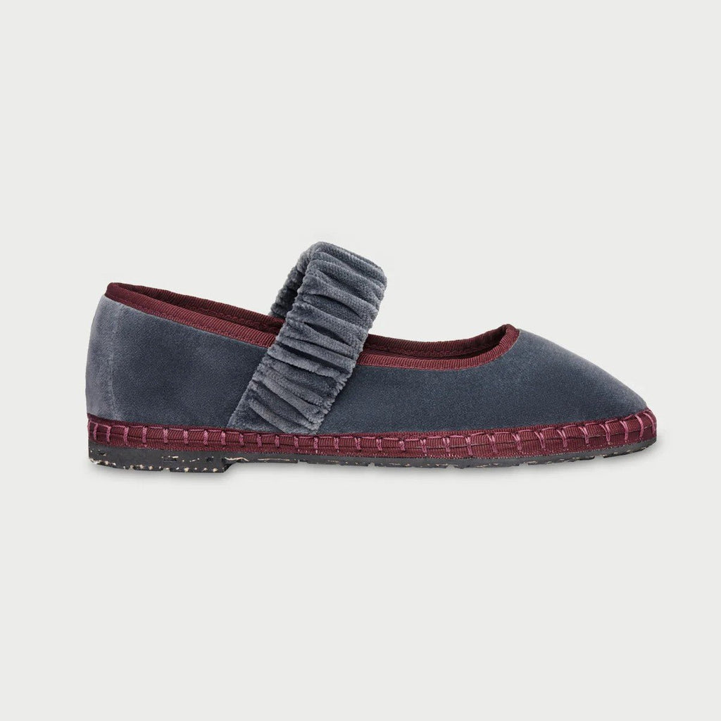 Ballerines en velours à bout pointu, sans lacets, avec élastique et plis - IVOIRART.COM