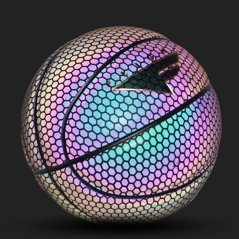 Ballon de basketball réfléchissant multicolore en cuir synthétique diamètre 24,6 cm - IVOIRART.COM