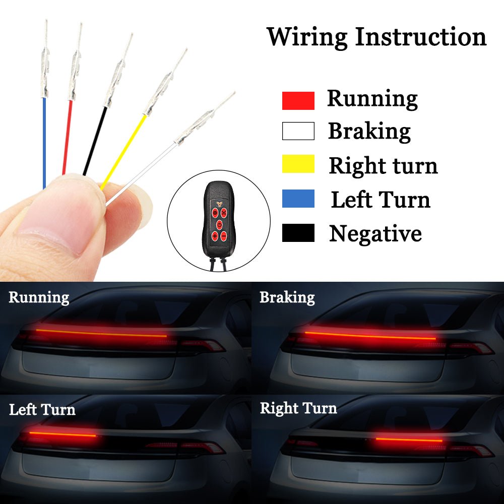 Bande lumineuse LED universelle pour coffre de voiture avec feux stop, feu arrière et clignotants intégrés - IVOIRART.COM