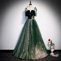 Banquet Sling Temperament Long Dress Dark Green Fantasy Mori - IVOIRART.COM