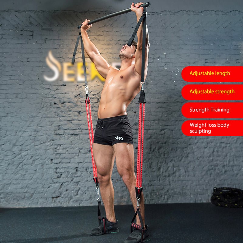 Barre d'entraînement corporelle avec bandes de résistance et boucles en caoutchouc - IVOIRART.COM
