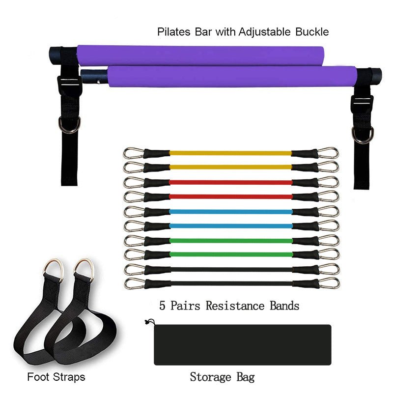 Barre portable de yoga, Pilates et fitness avec bandes élastiques de résistance - IVOIRART.COM