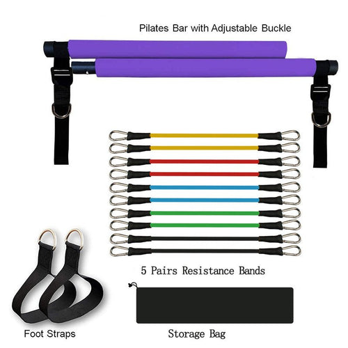 Barre portable de yoga, Pilates et fitness avec bandes élastiques de résistance - IVOIRART.COM