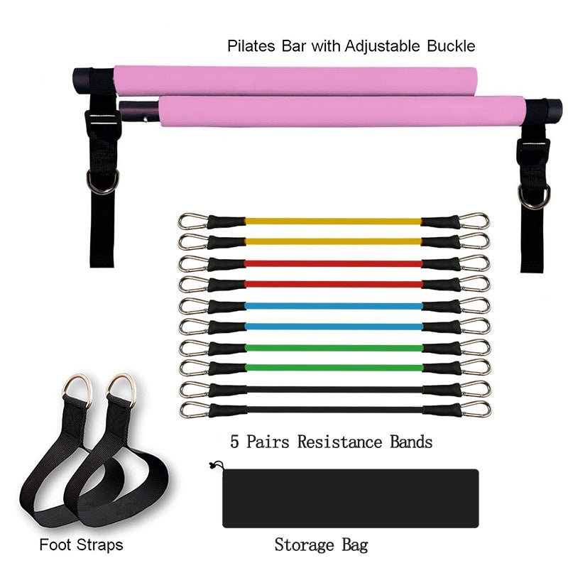 Barre portable de yoga, Pilates et fitness avec bandes élastiques de résistance - IVOIRART.COM