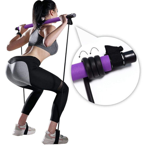 Barre portable de yoga, Pilates et fitness avec bandes élastiques de résistance - IVOIRART.COM