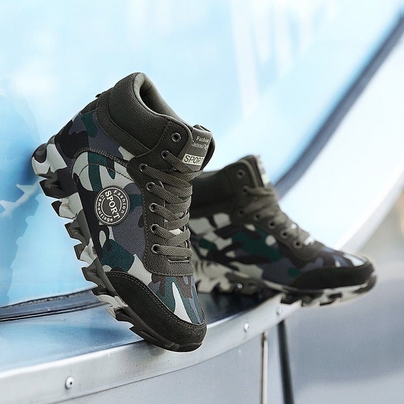 Baskets décontractées femme camouflage à semelle surélevée élégantes vertes - IVOIRART.COM