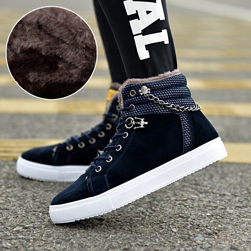 Baskets décontractées pour hommes, doublure polaire, style chaussures montantes - IVOIRART.COM