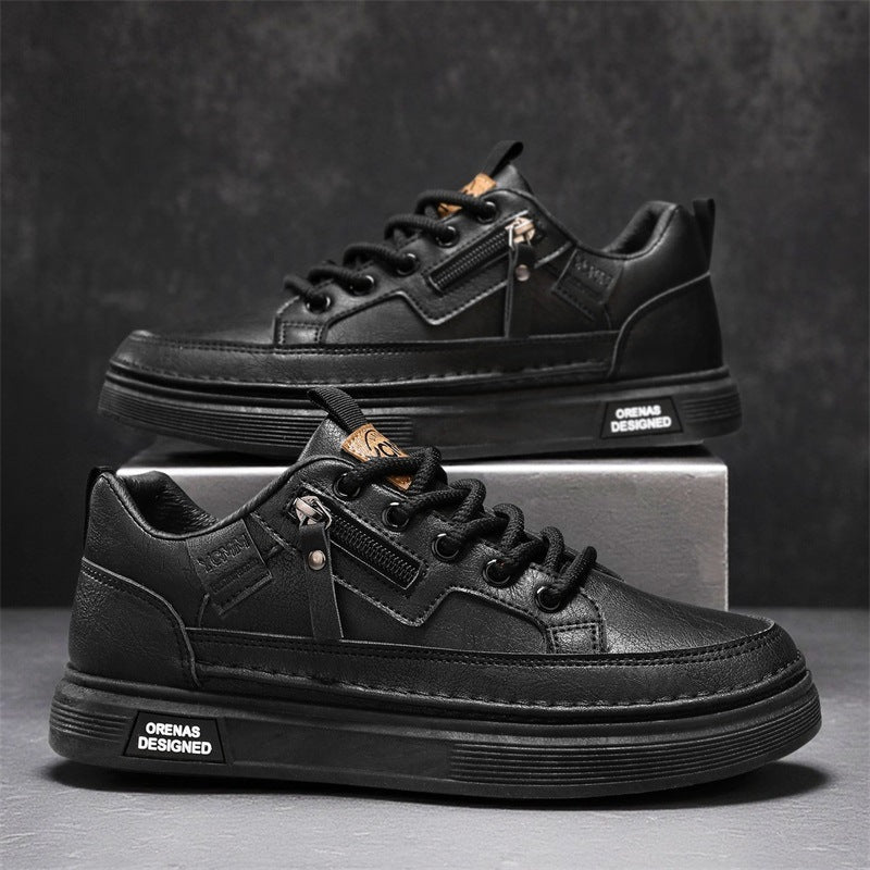 Baskets décontractées respirantes à lacets tendance, bout rond uni, confort optimal - IVOIRART.COM