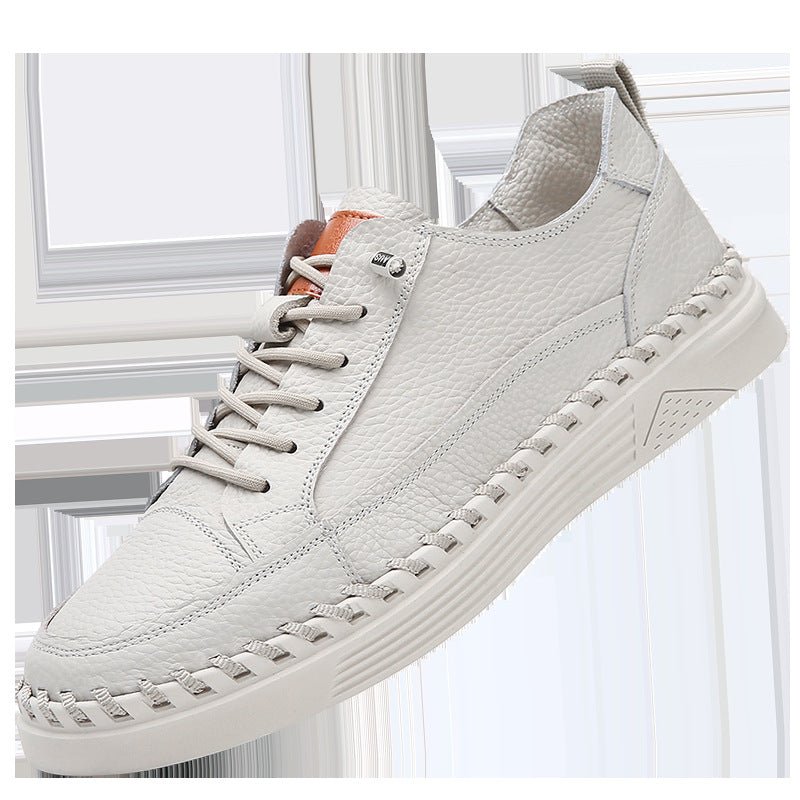 Baskets en cuir véritable pour hommes — style sportif, semelle épaisse cousue XL - IVOIRART.COM