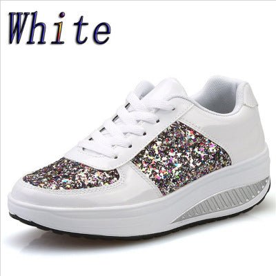 Baskets pour femmes ornées de sequins, matière toile, semelle vulcanisée - IVOIRART.COM