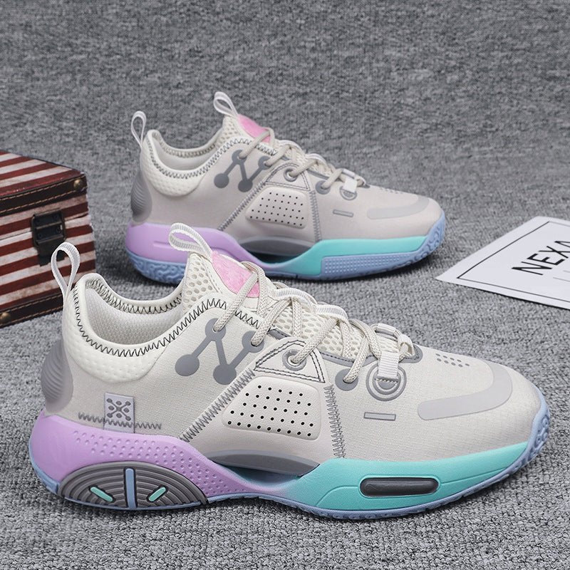 Baskets pour hommes couleur rose barbe à papa, style chaussures de basketball confortables - IVOIRART.COM