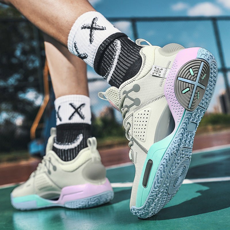 Baskets pour hommes couleur rose barbe à papa, style chaussures de basketball confortables - IVOIRART.COM
