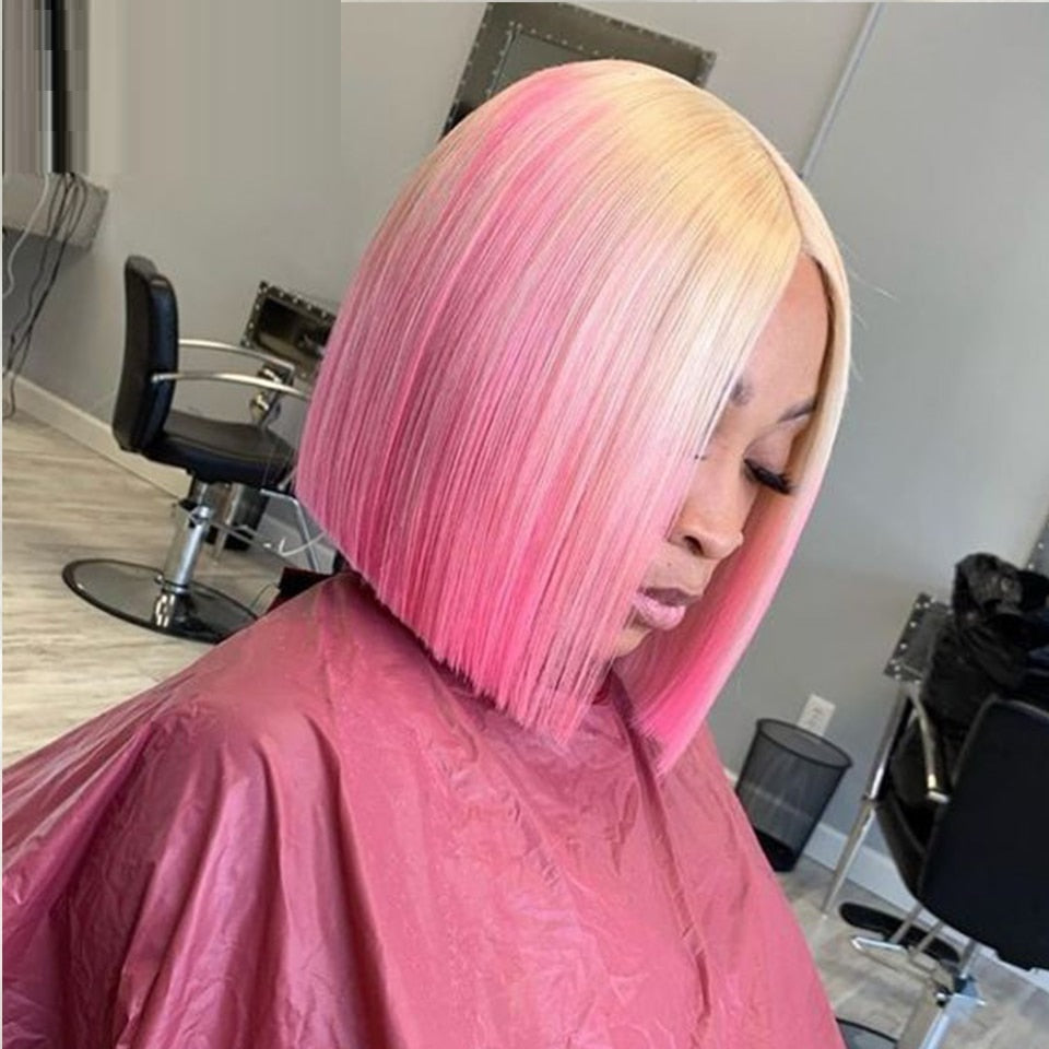 Perruque avant dégradée en dentelle semi-fabriquée, cheveux humains haute qualité