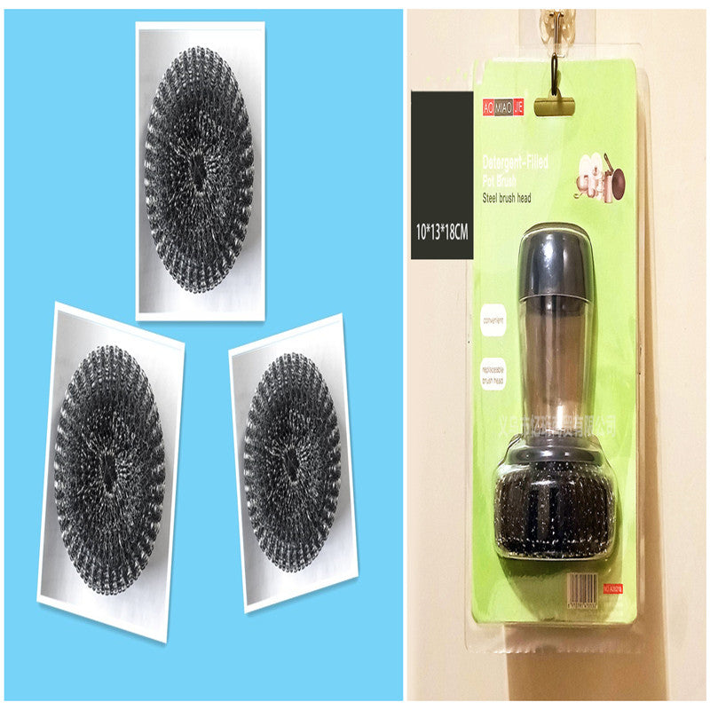 Brosse à Main avec Distribution de Savon pour Cuisine - Outil Nettoyant Poussoir 80 caractères