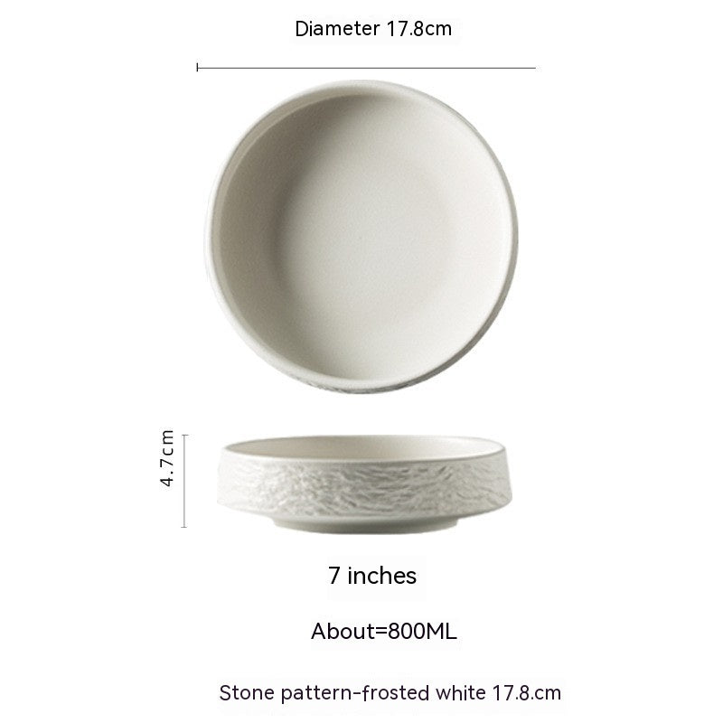 Plateau de service rond en céramique pour usage domestique – assiettes creuses, assiette à dumplings, vaisselle de style japonais pour hôtel