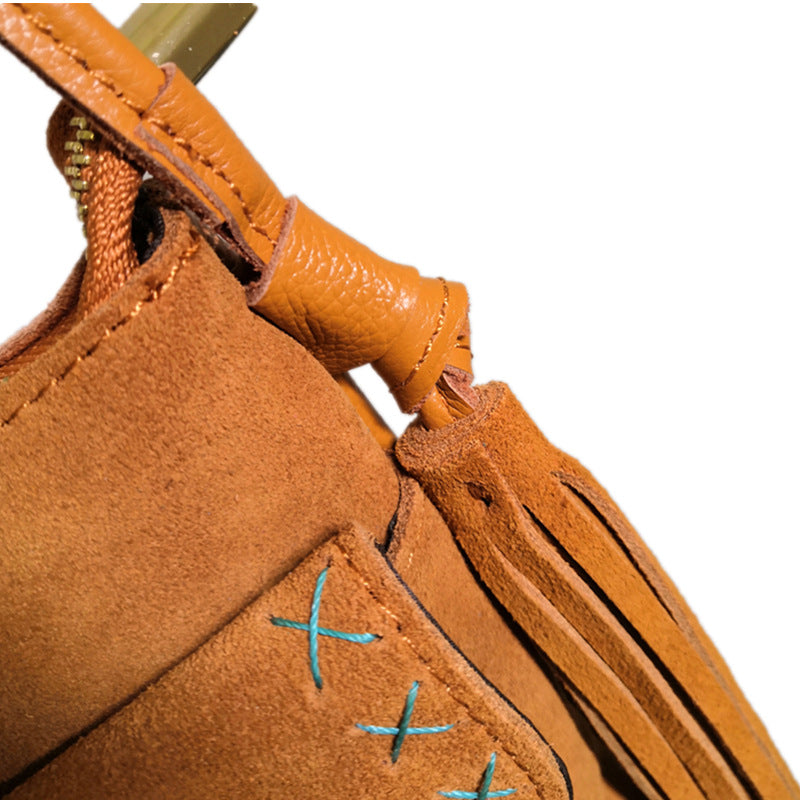 Sac à bandoulière à franges florales vintage pour femme en polaire