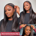 Perruque sans colle en cheveux humains lisses pour un style naturel élégant