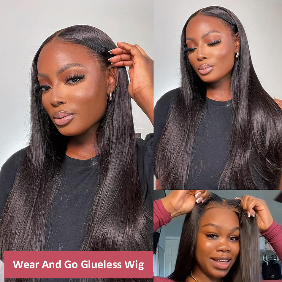 Perruque sans colle en cheveux humains lisses pour un style naturel élégant