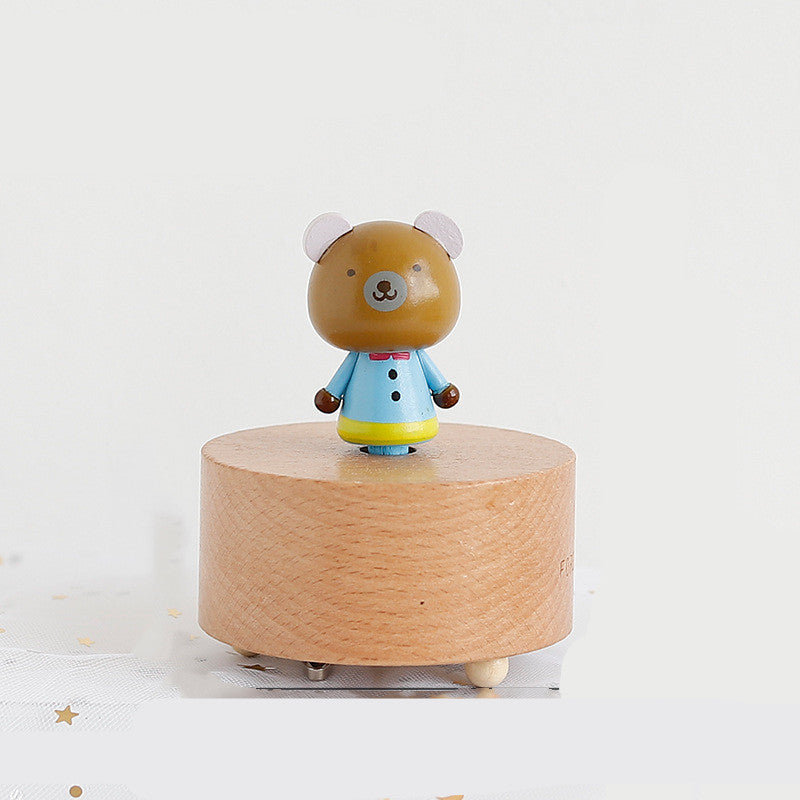 Boîte à musique en bois à manivelle cadeau étudiant décoration