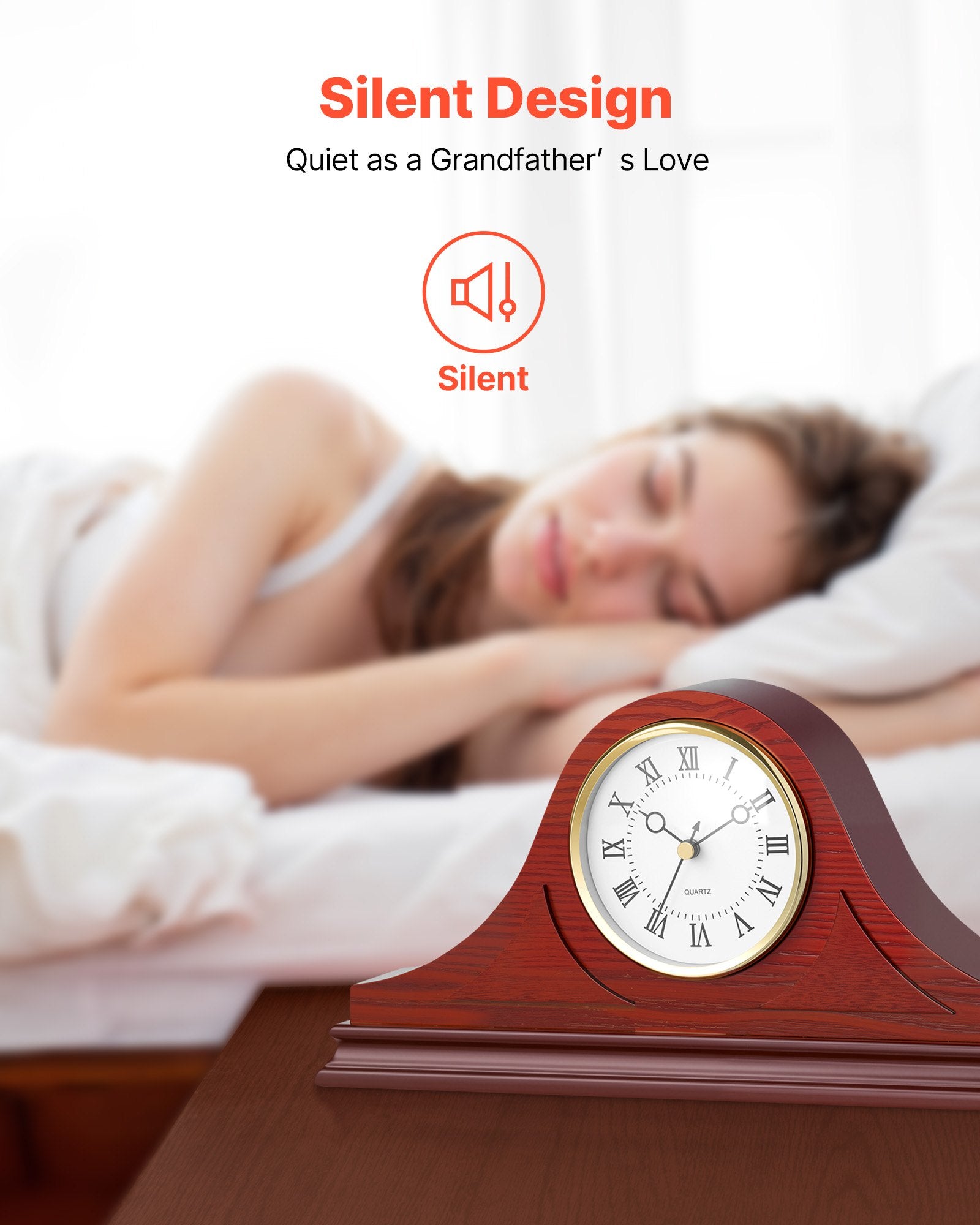 Horloge Grand-Père Classique Vintage à Quartz Silencieuse, 6,4 po, Horloge de Cheminée MDF Avec Mouvement Intégré et Design Silencieux, pour Salon, Chambre, Décoration et Cadeau (Finition Ton Cerise)