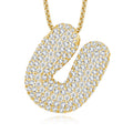 Collier Initiale Lettre en Bulles Plaqué Or S925 14,12g avec Pendentif Moissanite VVS1 Couleur D et Coffret Cadeau A-Z