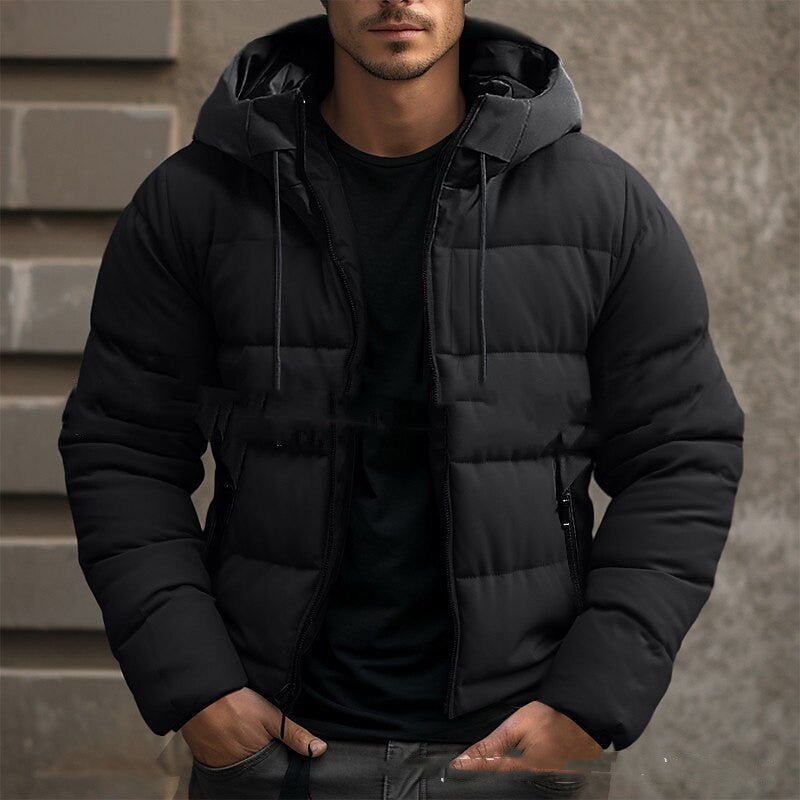 Veste À Capuche Homme Hiver Manteau Zippé Poches Vêtements Décontractés Résistants
