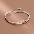 Bracelet jonc double couche et chaîne tennis en argent 999, style luxueux délicat, cadeau parfait d'anniversaire