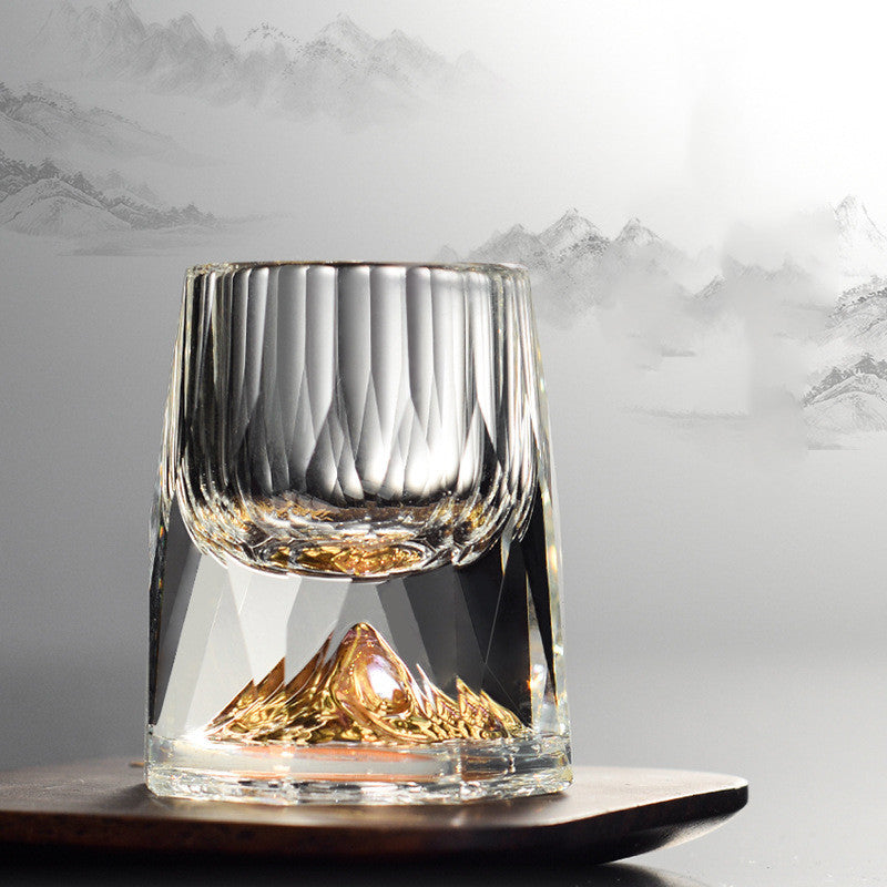 Verre à Liqueur Jinshan à Coupe Cristalline Tridimensionnelle Argent Or