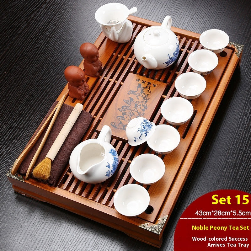 Plateau de salon chinois avec drainage et réservoir d'eau — Plateforme à thé — Service à thé