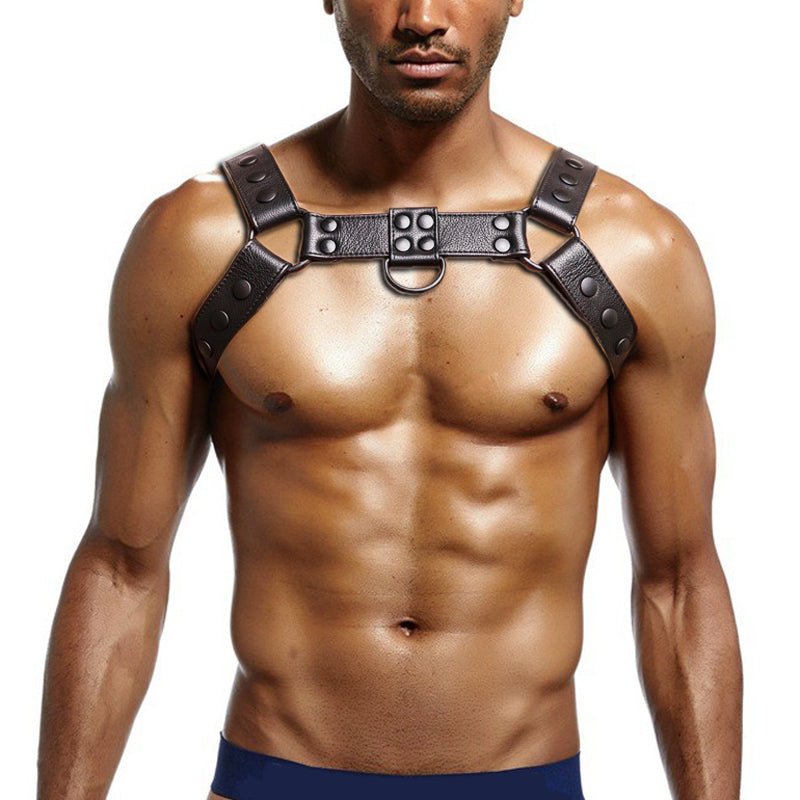 Belt Leather Bondage Strap Leather Chest Strap Show Chest Large Muscle Men - IVOIRART.COM