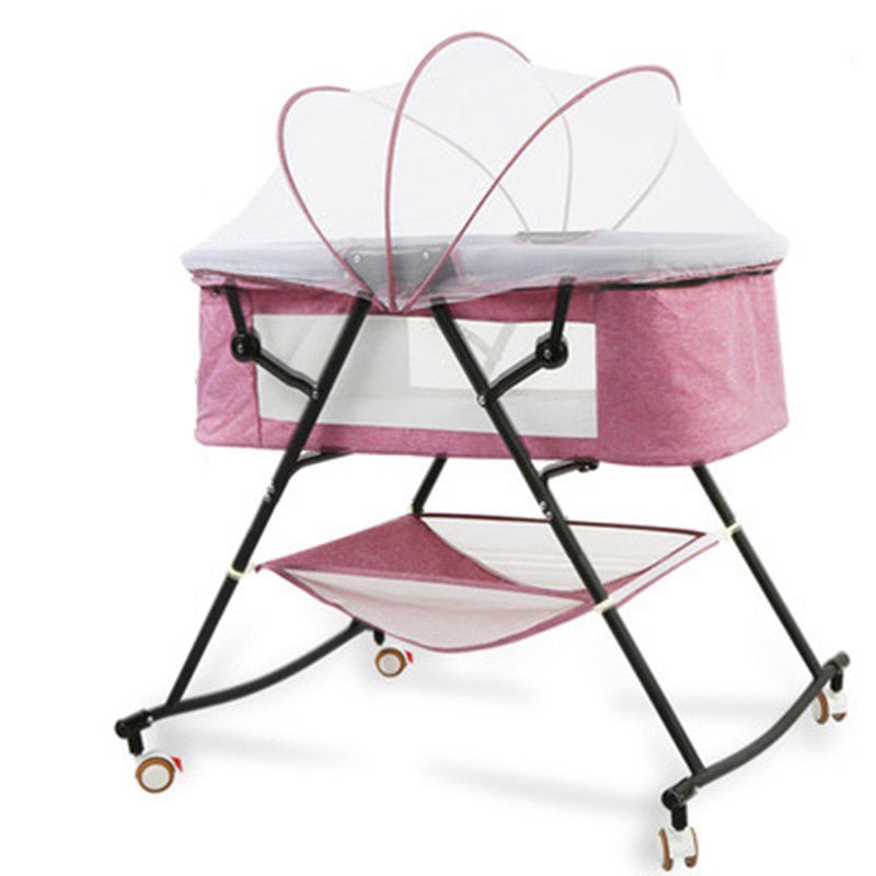 Berceau pliant bébé multifonction portable avec balancelle et moustiquaire style - IVOIRART.COM