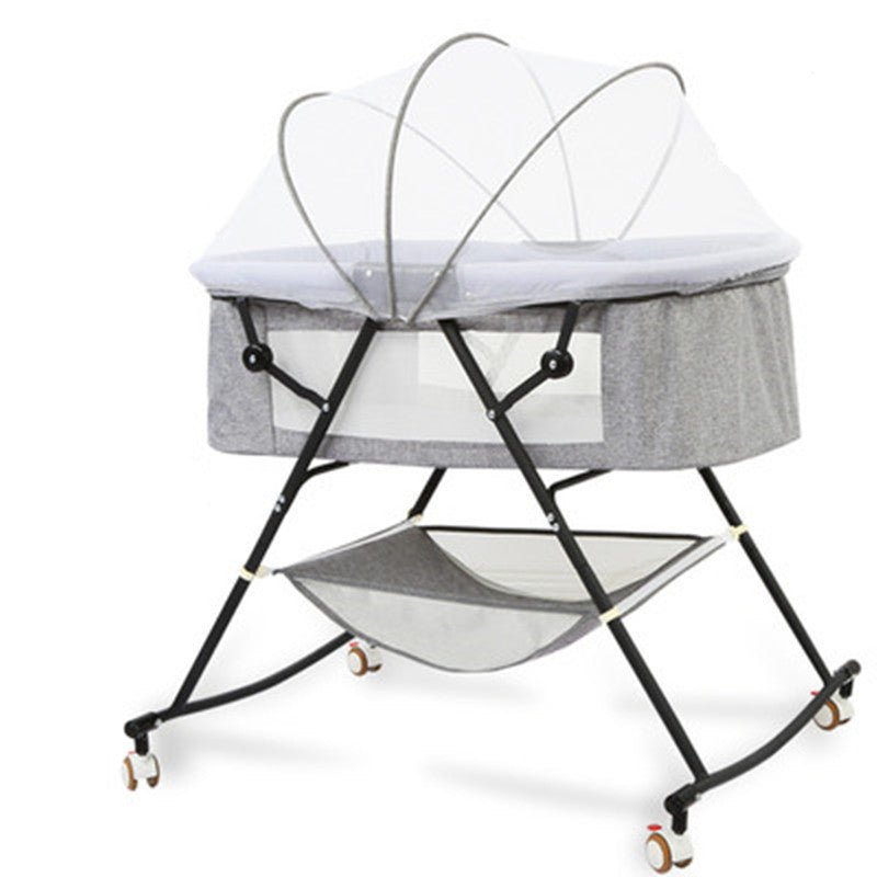 Berceau pliant bébé multifonction portable avec balancelle et moustiquaire style - IVOIRART.COM