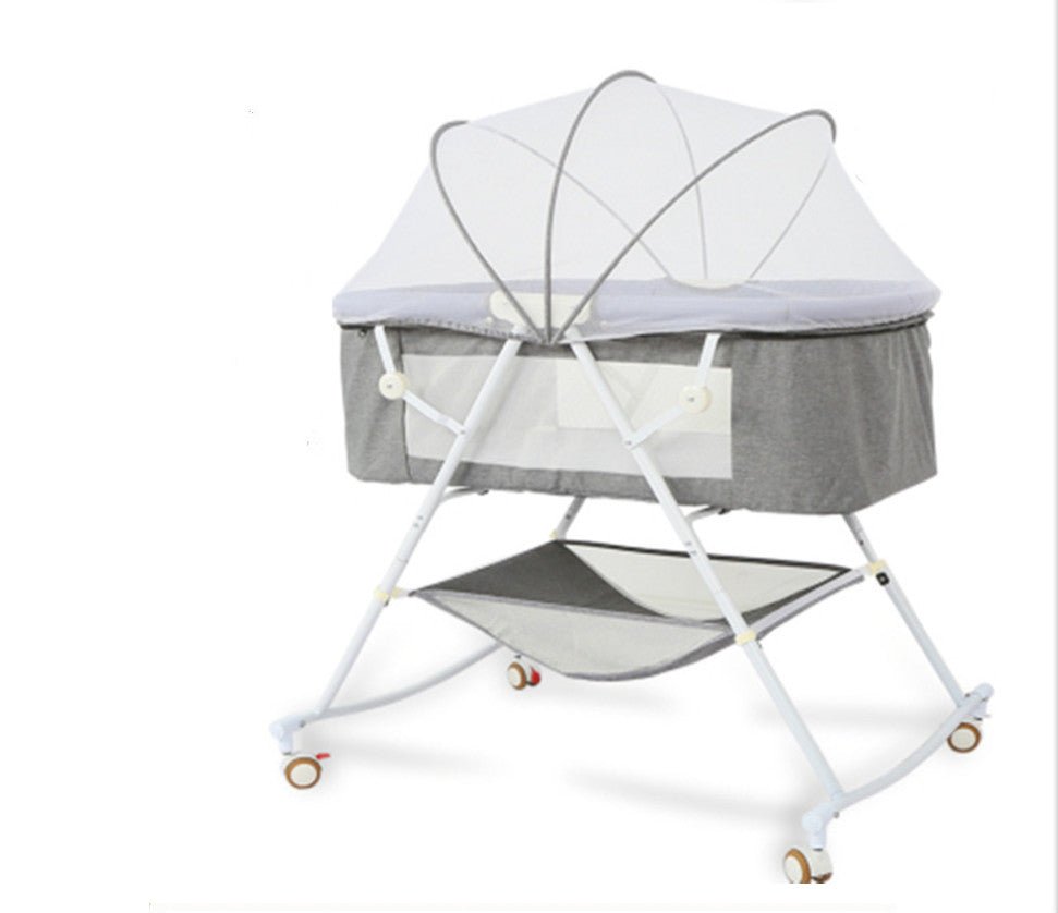 Berceau pliant bébé multifonction portable avec balancelle et moustiquaire style - IVOIRART.COM